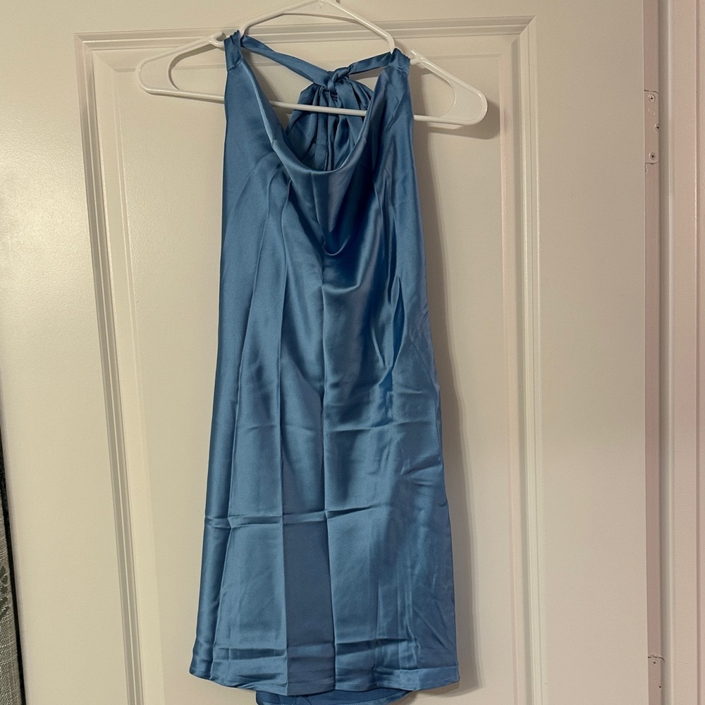 CantonWalker Elegant Blue Satin Top